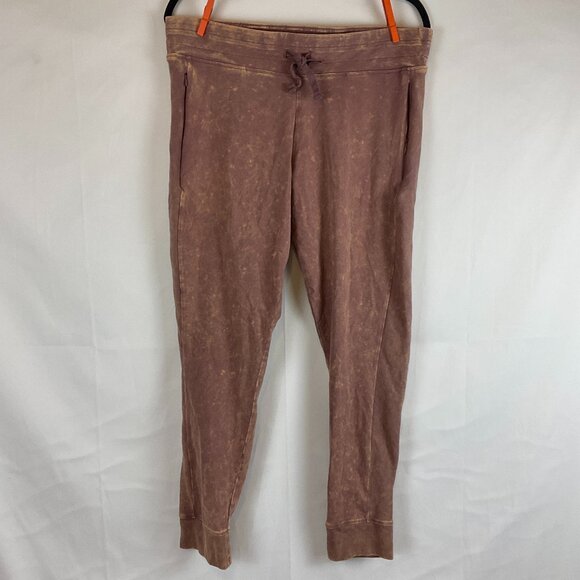 Pink Victoria's Secret Yoga Jogger Pants XL Mauve Peach Tie Waist Zipper Pockets - Picture 1 of 12